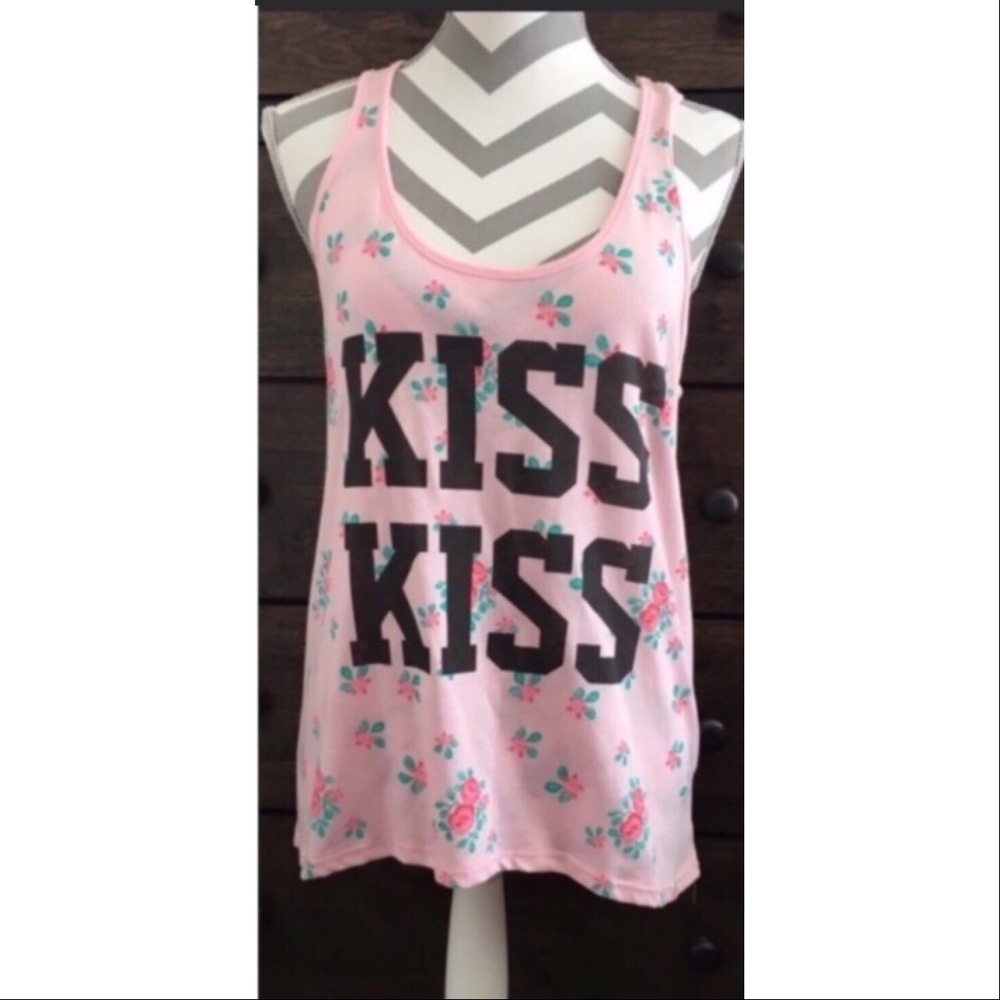 Mighty Fine Pink Floral Kiss Tank Top - Picture 3 of 8